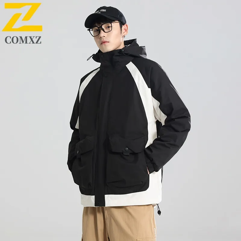 

COMXZ Высокое качество уличная унисекс одинаковая зима новая пара спортивная термомодная куртка с капюшоном 3 в 1 водонепроницаемая рабочая одежда пуховик