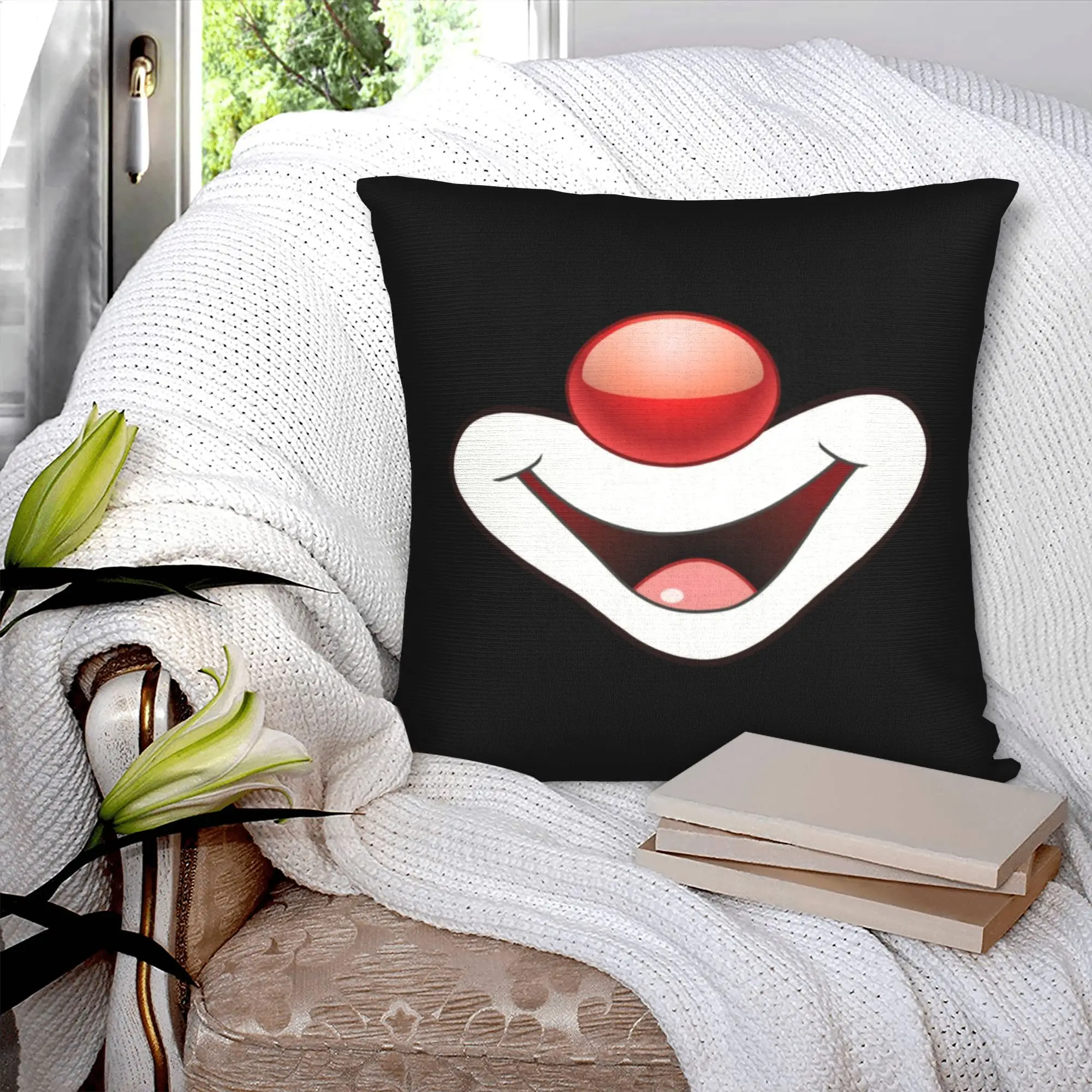 Cute Cartoon Clown Smile Cushion Cover 45x45cm  Soft Modern Pillows for Sofa
