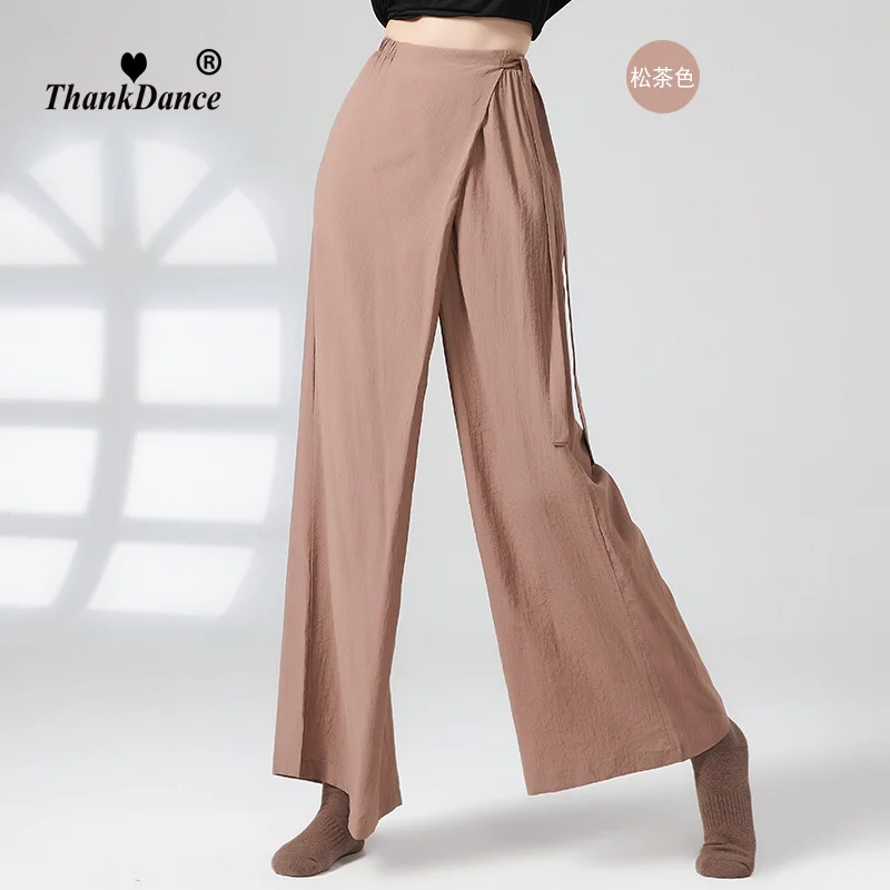 Pantalones de baile clásicos elegantes para mujer, pantalones de pierna ancha de baile moderno, pantalones elásticos suaves para Yoga, Rima corporal, pantalones de práctica de entrenamiento de Ballet