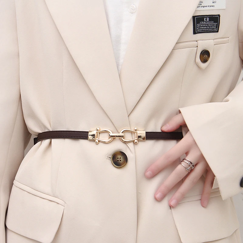 Verstellbare dünne Gürtel für Damen, modischer Gürtel für Mantel und Kleid, Taillengürtel mit Metallhaken-Schnalle – Detail 9