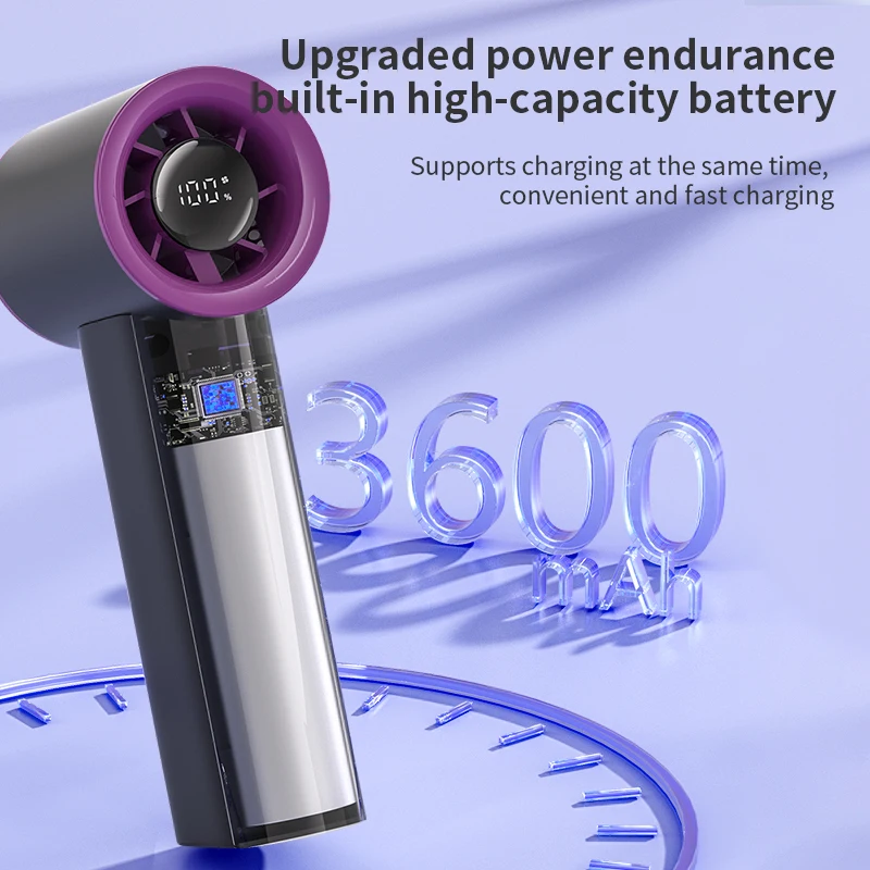 Summer Mini Portable Handheld Cold Fan 3600mAh Rechargeable Digital Display Fan Cooler for Outdoor Camping Travel Home Office