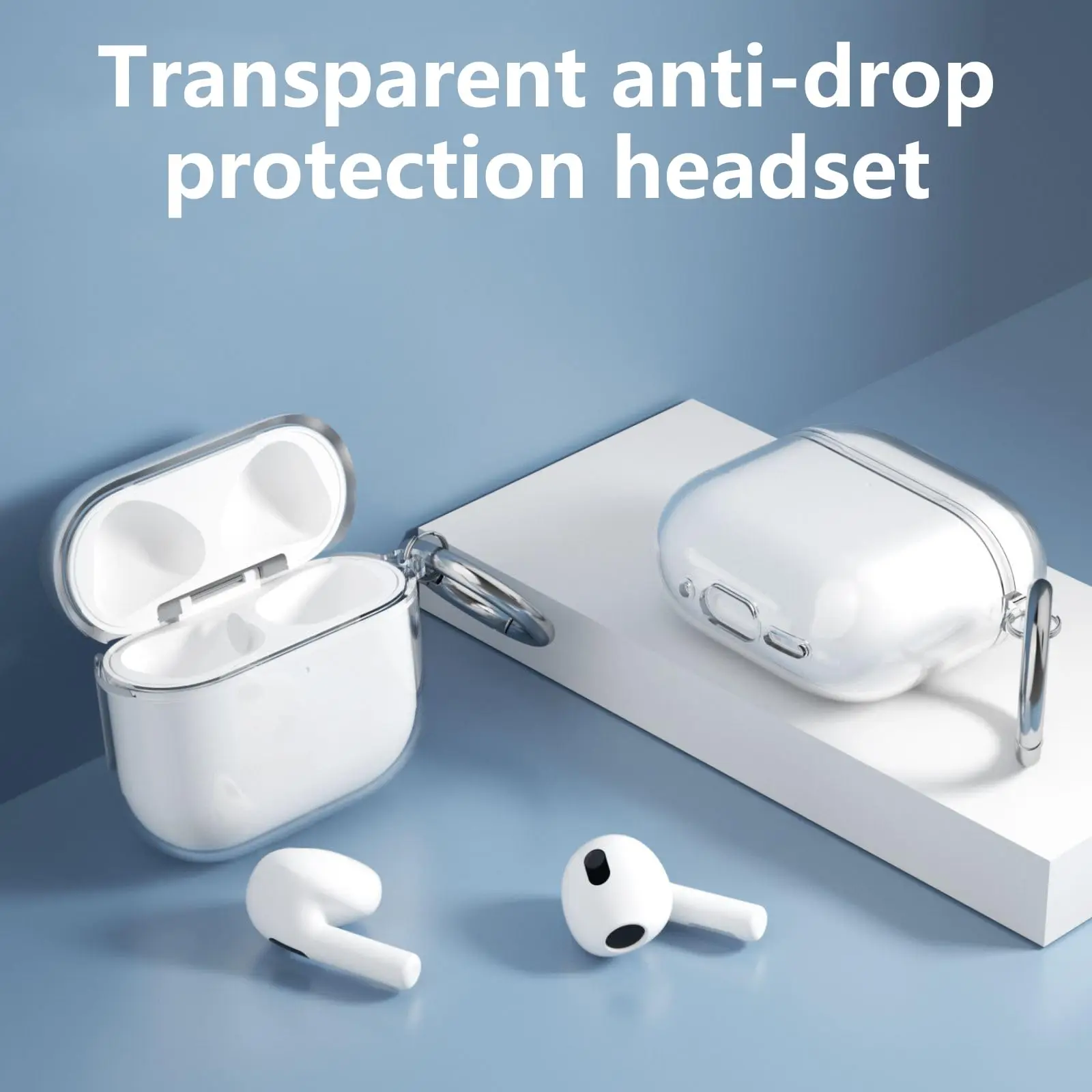 حافظة شفافة لجهاز Airpods 4 Generation حافظة من مادة TPU الناعمة مع سلسلة مفاتيح وغطاء حماية مقاوم للصدمات لأجهزة Airpods 4-Clear White