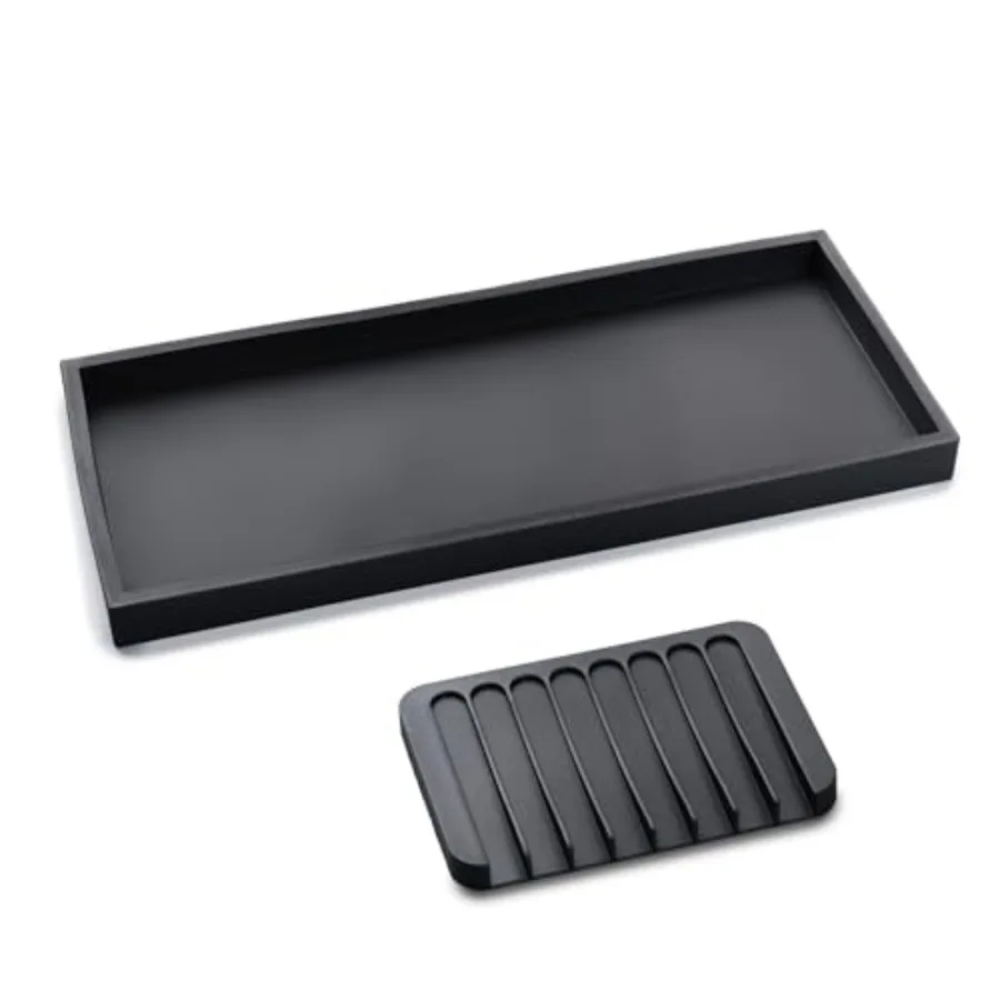

Small Bathroom Vanity Tray with Soap Dish, 8 x 4 inch Silicone Kitchen Soap Tray, Bathroom Counter Trays Organizer for Candle P