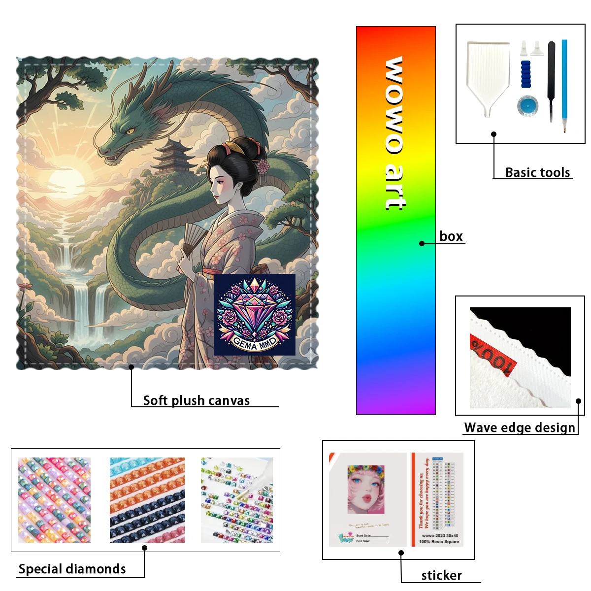 

【GEMA MMD Diamond Art】Blue Dragon and the Japanese kim 100% resin FD+ab+cr Diamond Stamping Kit Perfect Masterpiece worth Buying