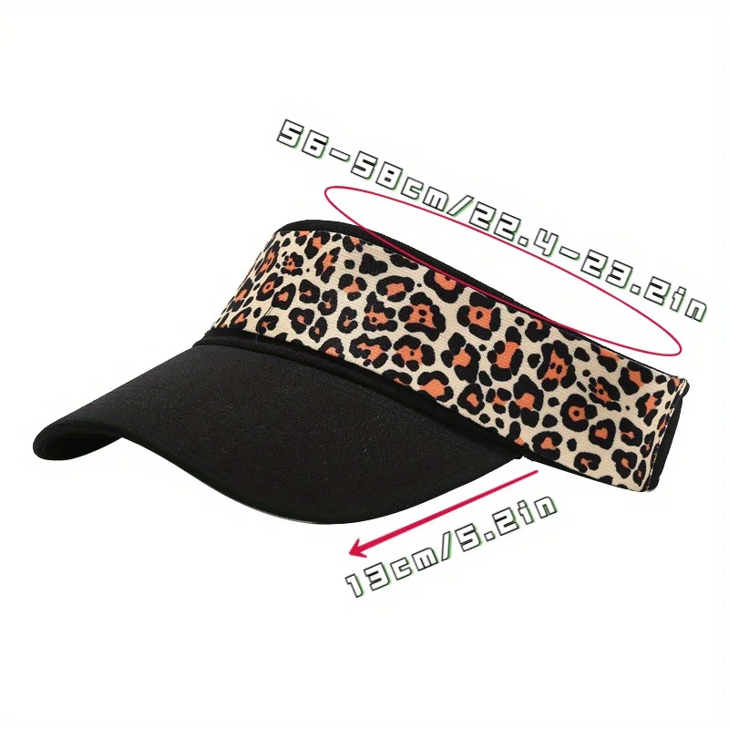 Summer Leopard Print Sun Hats Adjustable Breathable UV Protection Visor Cap For Women Girls Outdoor Travel Sport Hiking Hat