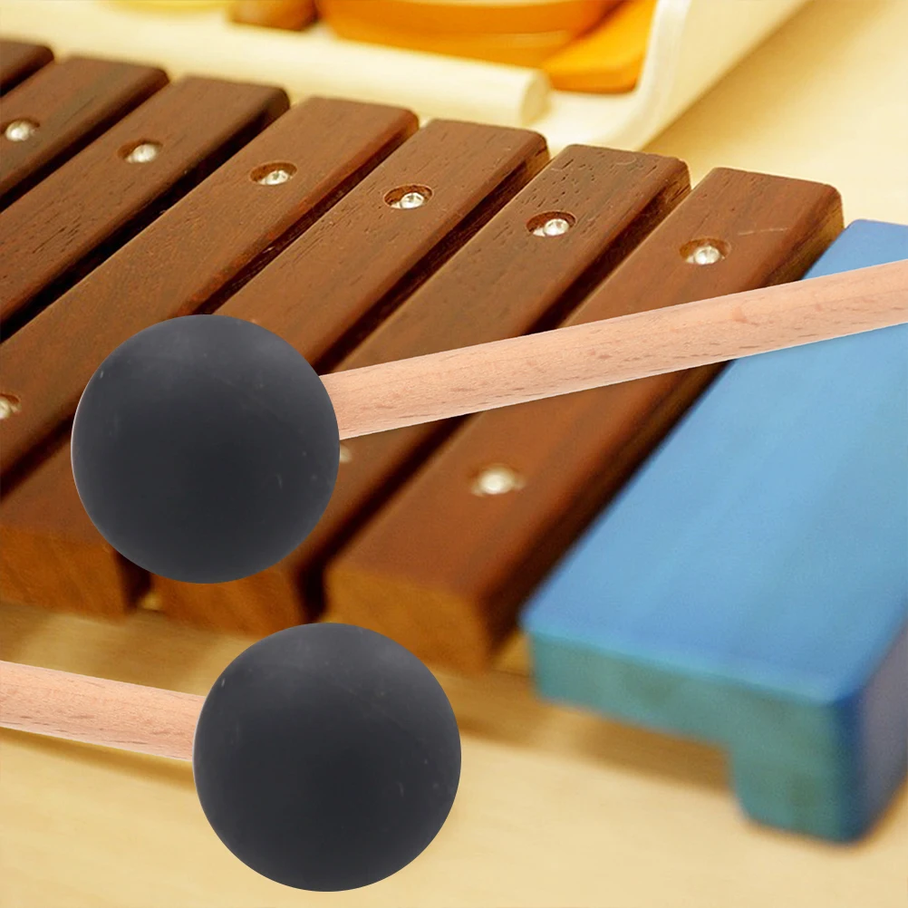

2 Pcs Marimba Mallets Wooden Rubber Drumsticks Percussion Mallets for Tongue Xylophone Performance Instrument