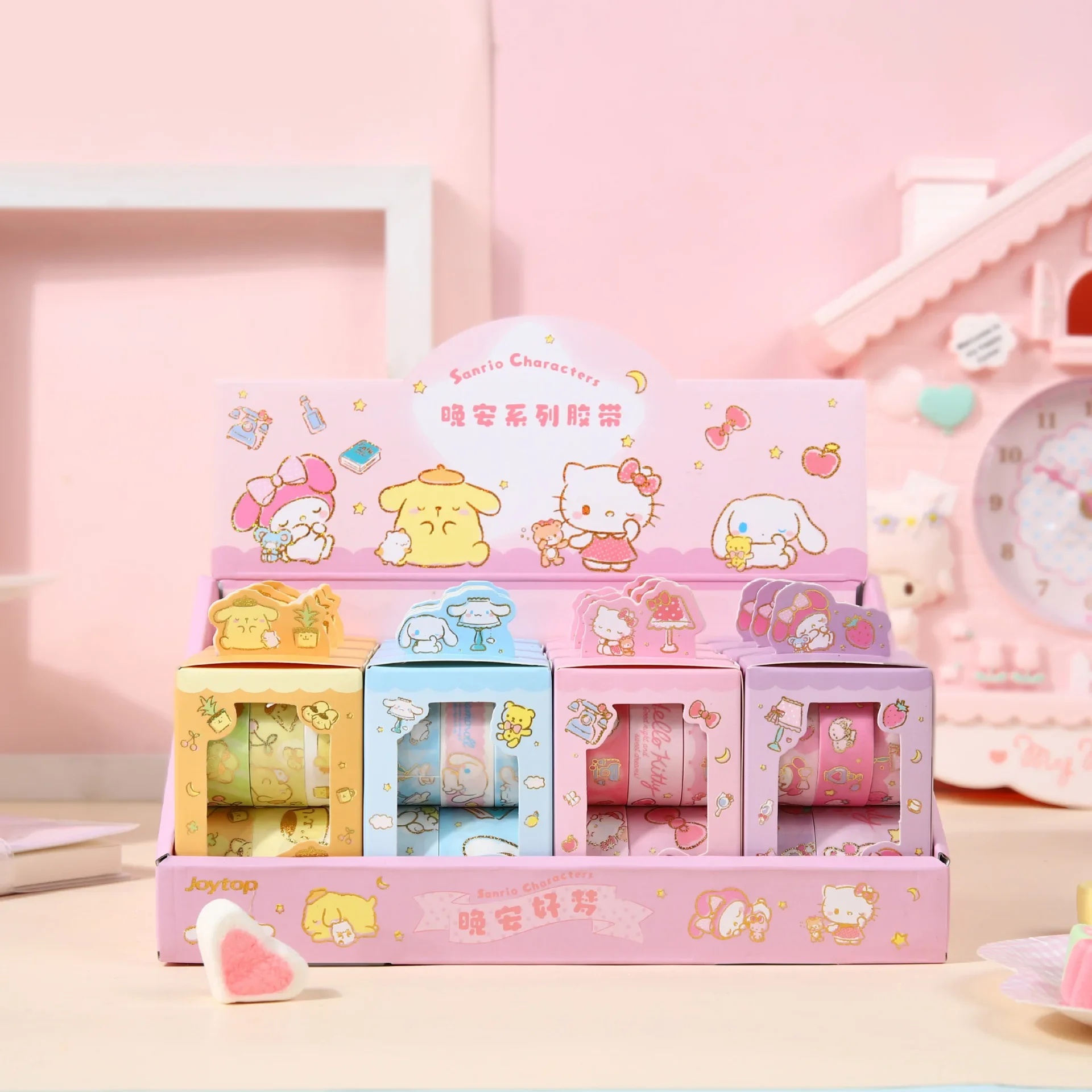 Cinnamoroll Giai Điệu Hello Kitty Pompompurin Sanrio Ban Đêm Tốt Sổ Tay Dán 6 Cuộn/Hộp Bộ Hơn Tiết Kiệm Chi Phí