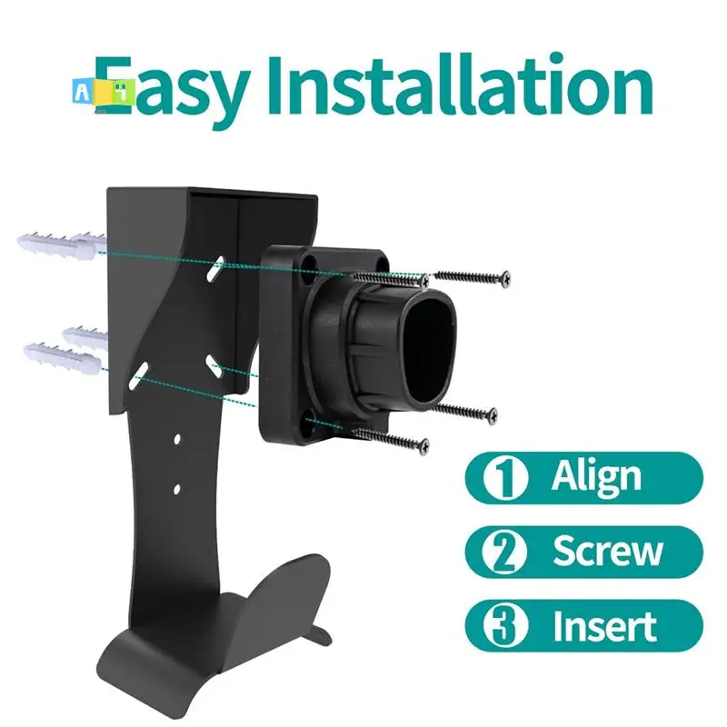 

A04E-EV Charger Holder Wall-Mount For Tesla Model Y/3/X/S With Non-Cutting Cable Holder & Secure Lock, Indoor/Outdoor