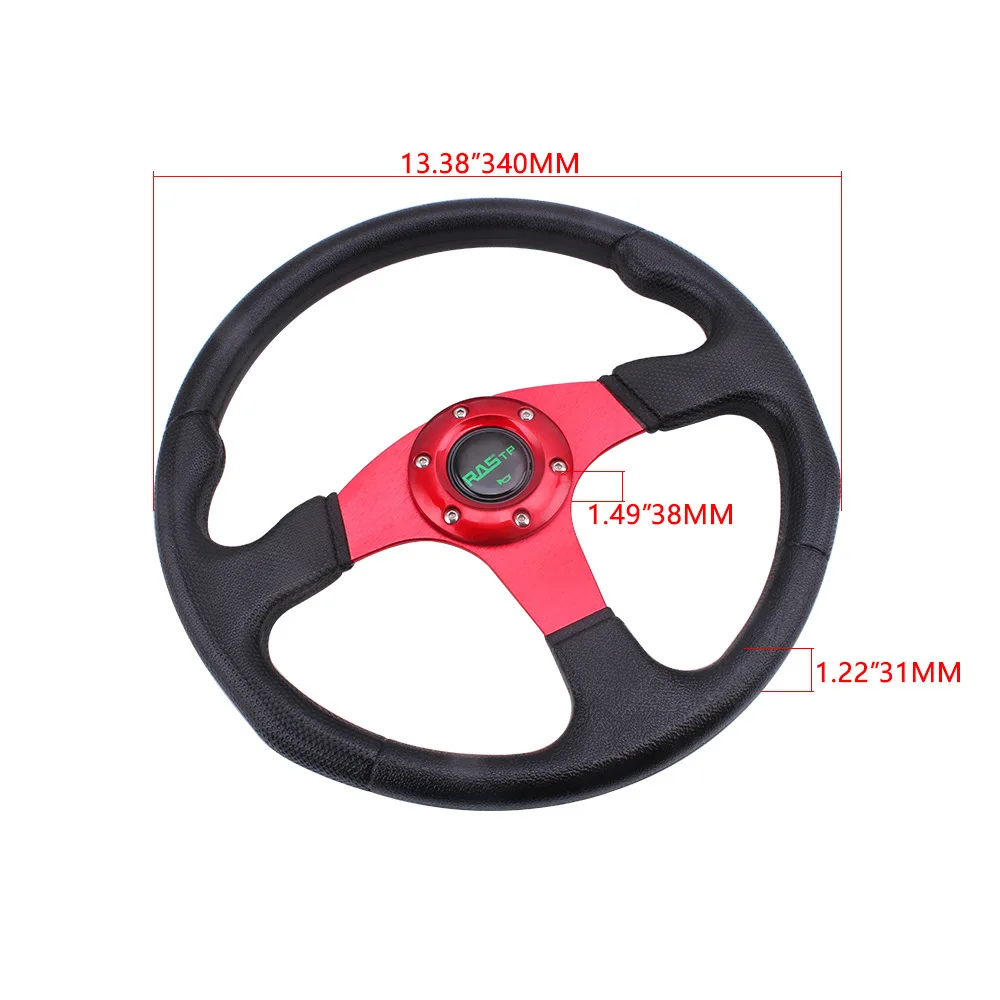 14 Inch Racing Steering Wheel, PU Leather Sport Design for Universal Kart Simulator Game Car Custom