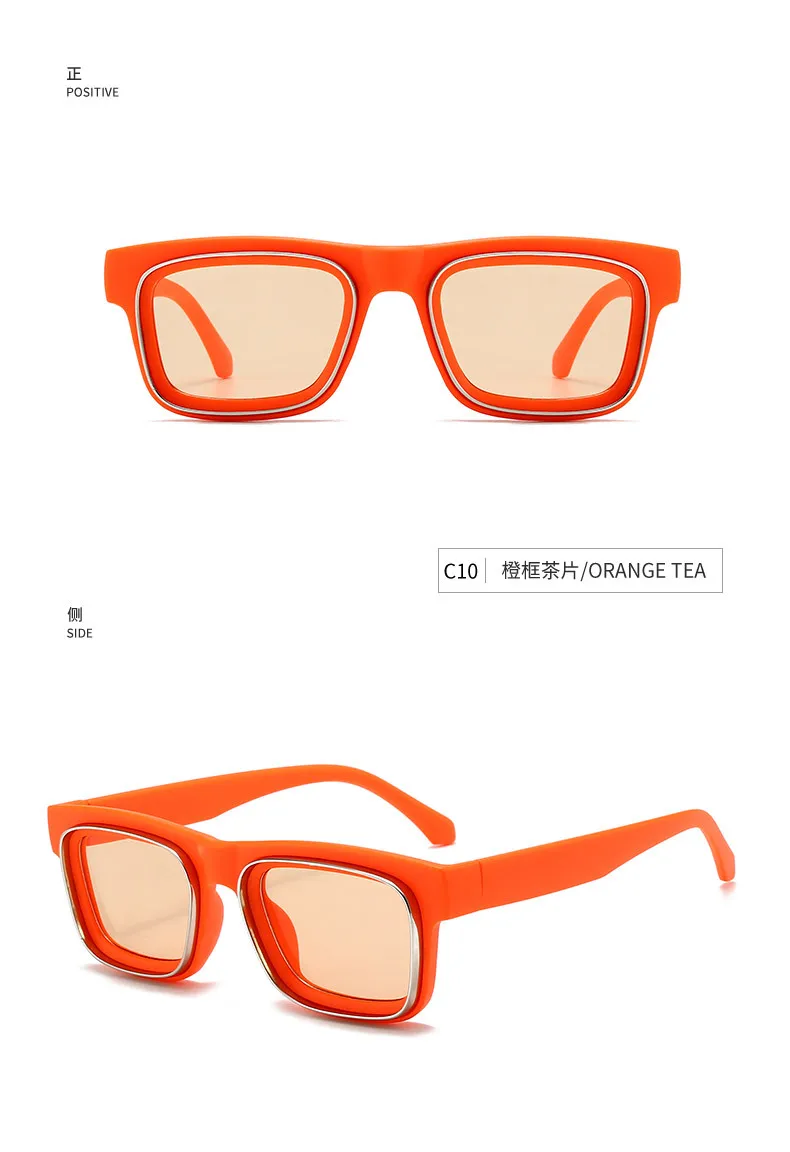 Neue Vintage Quadratische Sonnenbrille für Damen und Herren Marken-Rechteck-Sonnenbrille Ovale Brillen für Männer und Frauen – Detail 14