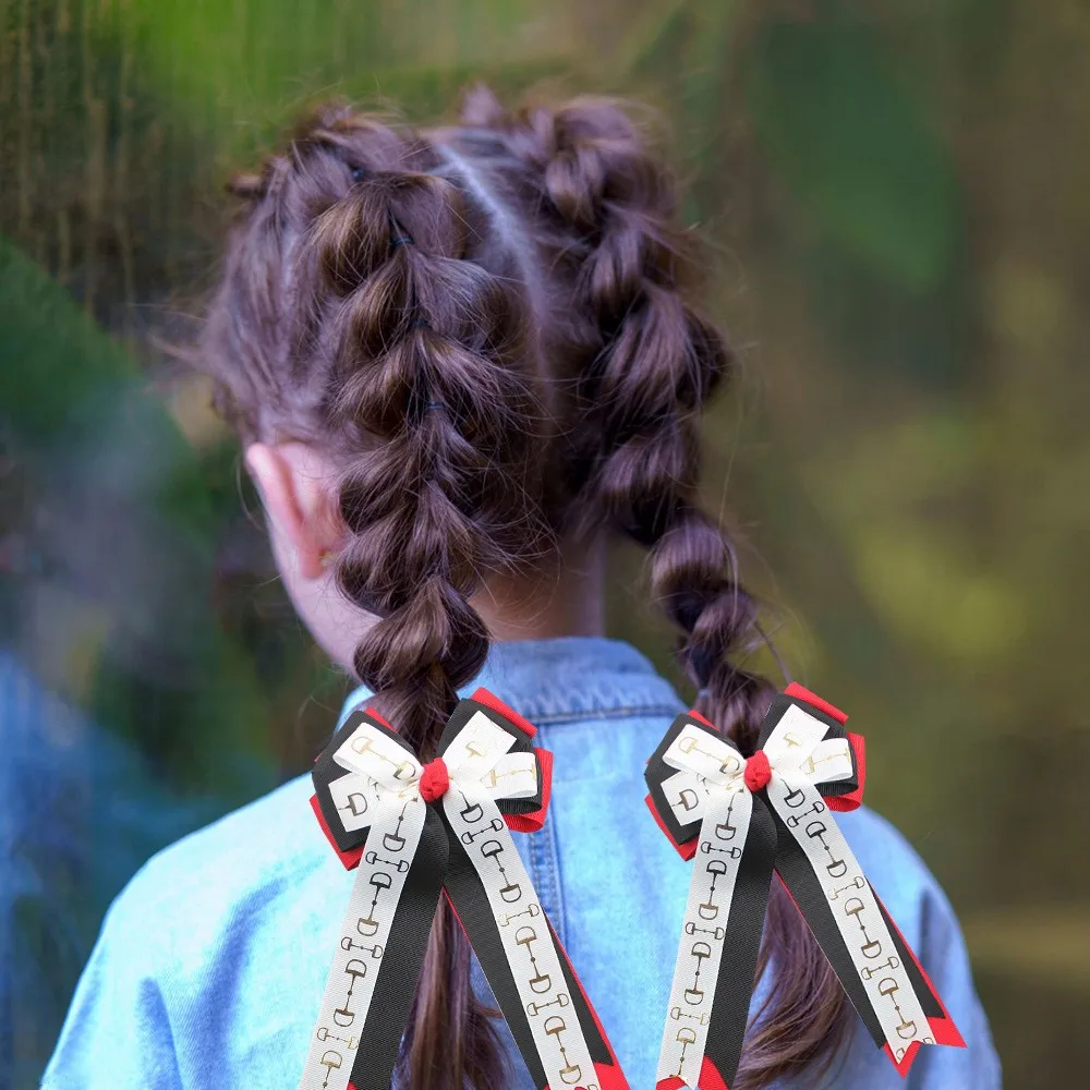 20pcs Baby Girl Horse Riding Hair Clips Letter Print Ribbon Bows Barrettes Long Tassel Ribbon Bow Hairpins Bulk Pack Accessory