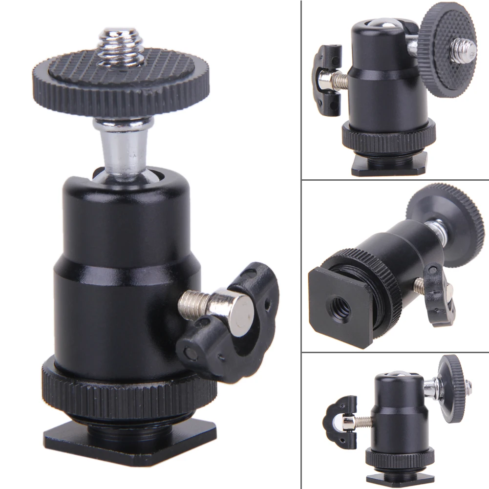 Aluminum Rotary Mount Stand 1/4 Hot Shoe Adapter Metal Flash Tripod Bracket with Lock Camera Accessories 360 Degree for GOPRO