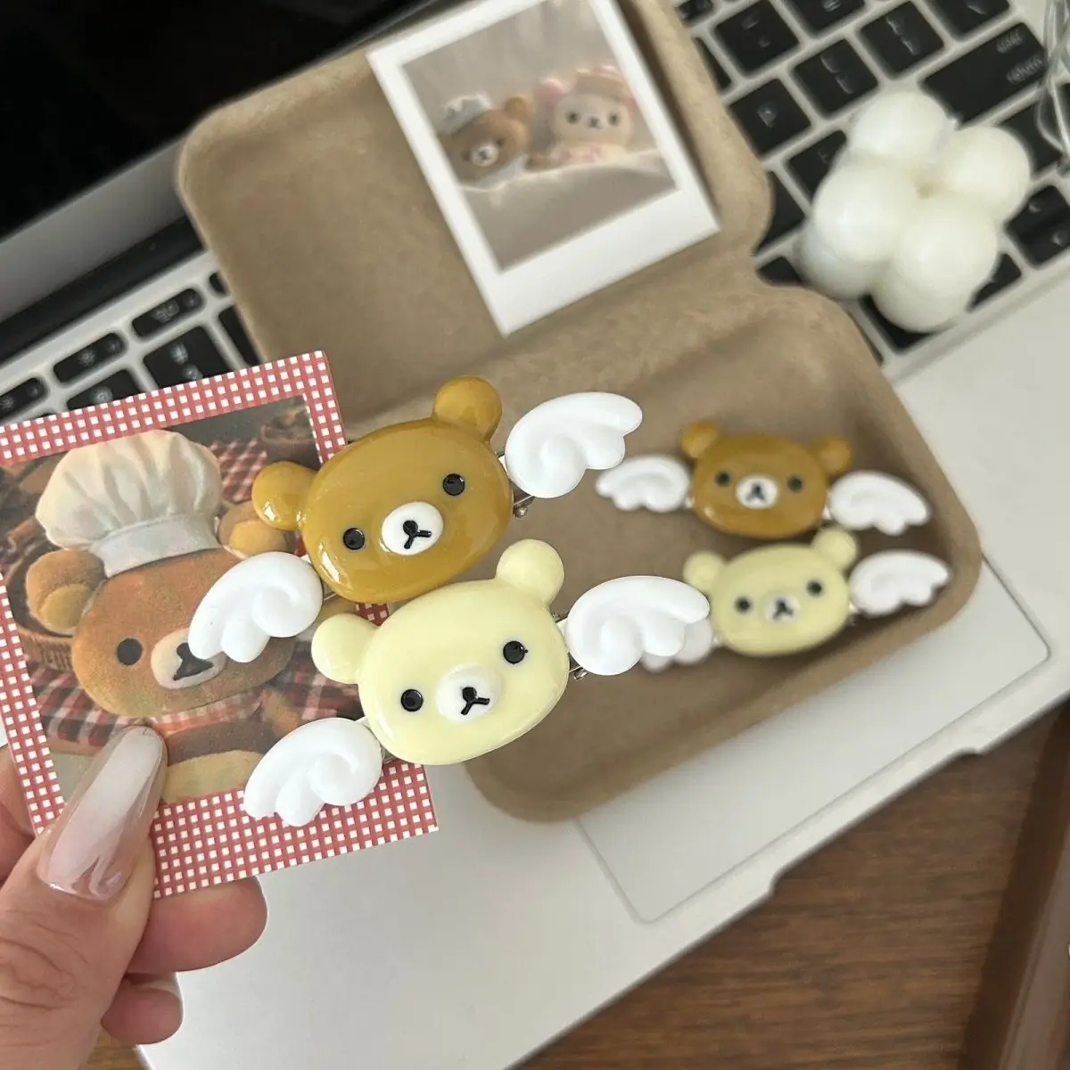Rilakkuma Wing Hair Clips, Ins Style Cute Cartoon Hair Accessories, Sweet Barrettes for Bangs & Baby Hair for Girls