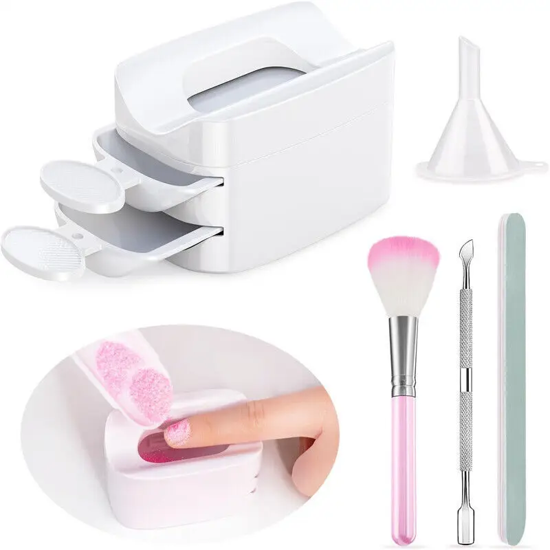 1/2set Dip Powder Kit Dust Brush Dipping Nail Art For French Manicure DIY UK~