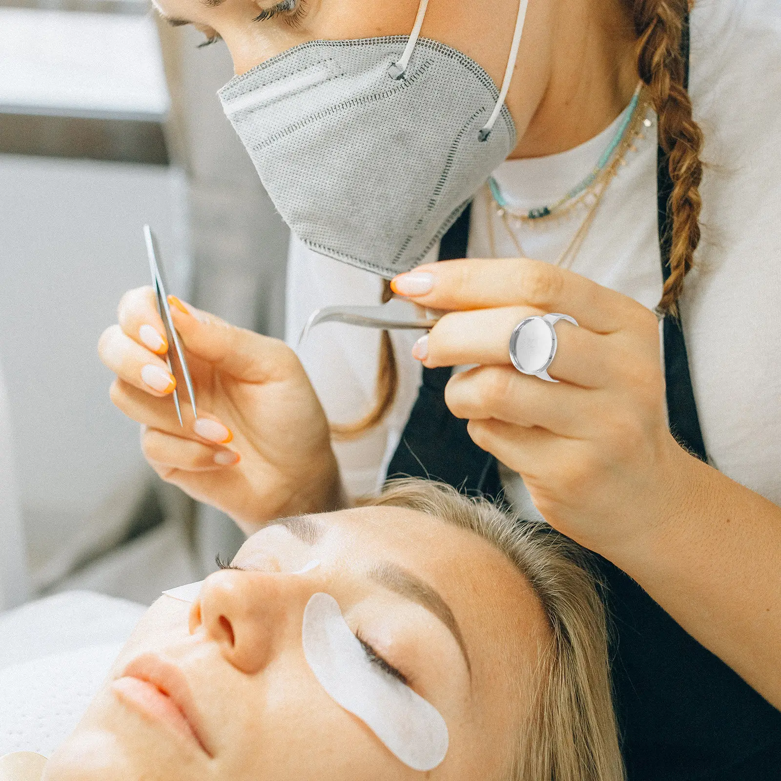 แหวนโลหะสำหรับกาวติดขนตา 2 ชิ้ - Eyelash Extension Is Safe บทวิจารณ์และราคา