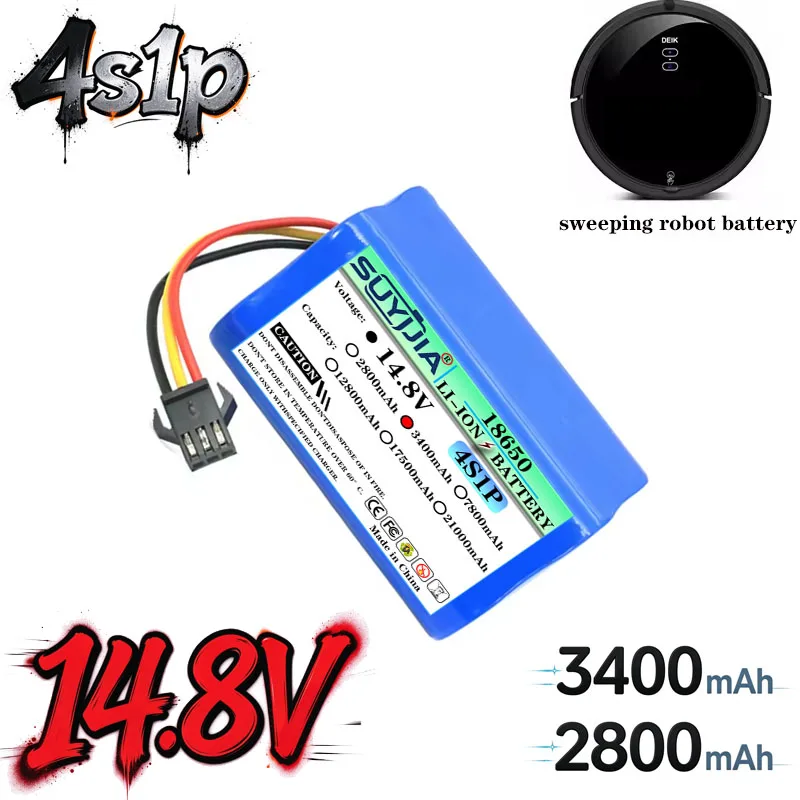 New14.8V High Capacity Li-ion Battery 3400mAh/2800mAh Replacement Battery Pack for Airrobo P20 Robot Vacuum Cleaner Long Runtime