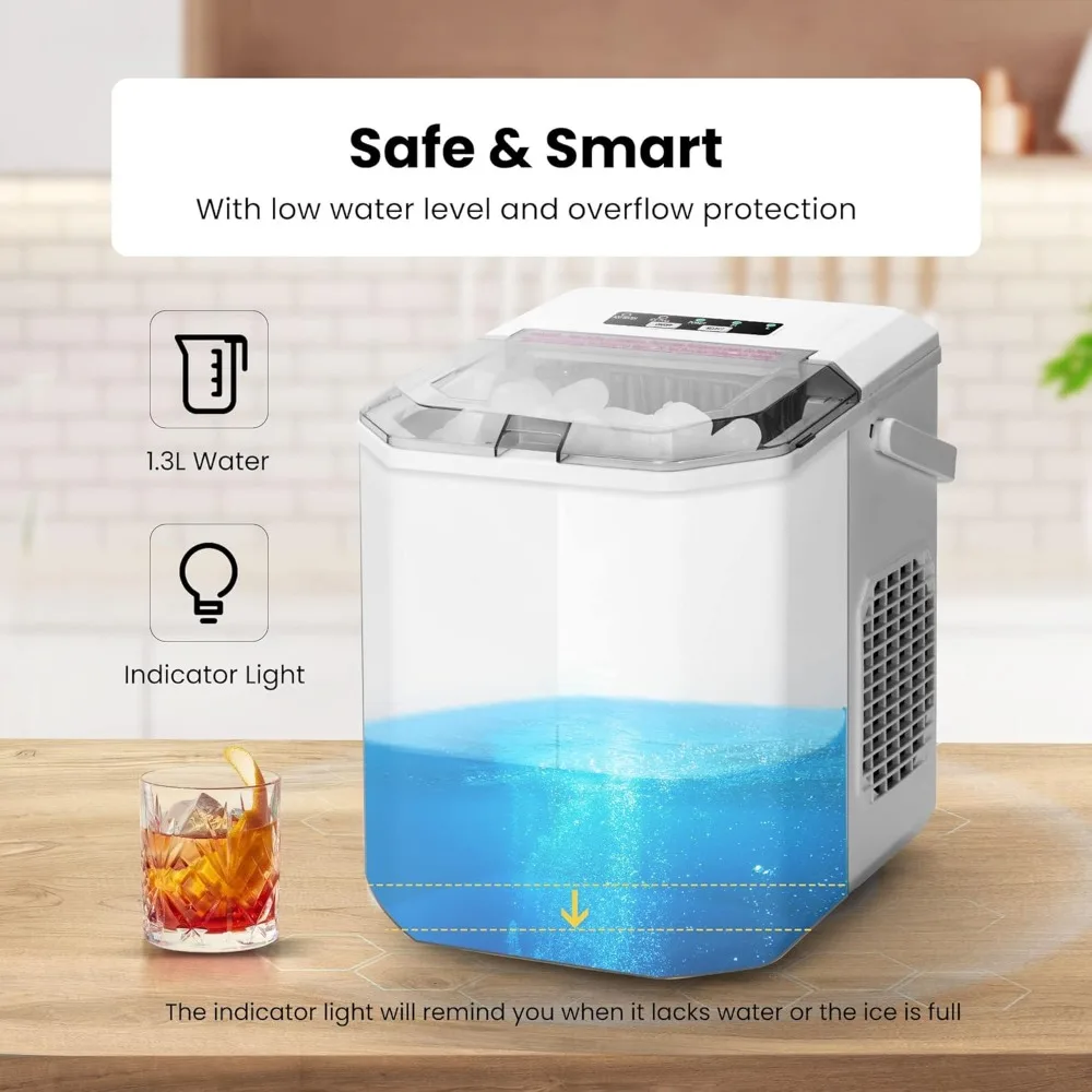 HAOYUNMA-Máquina Automática Elétrica Ice Cube Maker, bancada compacta portátil, com alça, colher de mão, 10 sacos