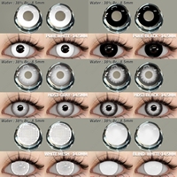 EYESHARE 2pcs Cosplay Colored Contact Lenses Crazy White Contact Lenses Anime Black Eye Lenses Halloween Beauty Makeup Lens