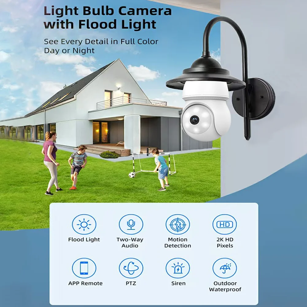 2MP E27 لمبة واي فاي كاميرا شبكة مراقبة الأمن حماية AI كشف الحركة البشرية كامل اللون للرؤية الليلية كاميرا مراقبة فيديو منزلية #2