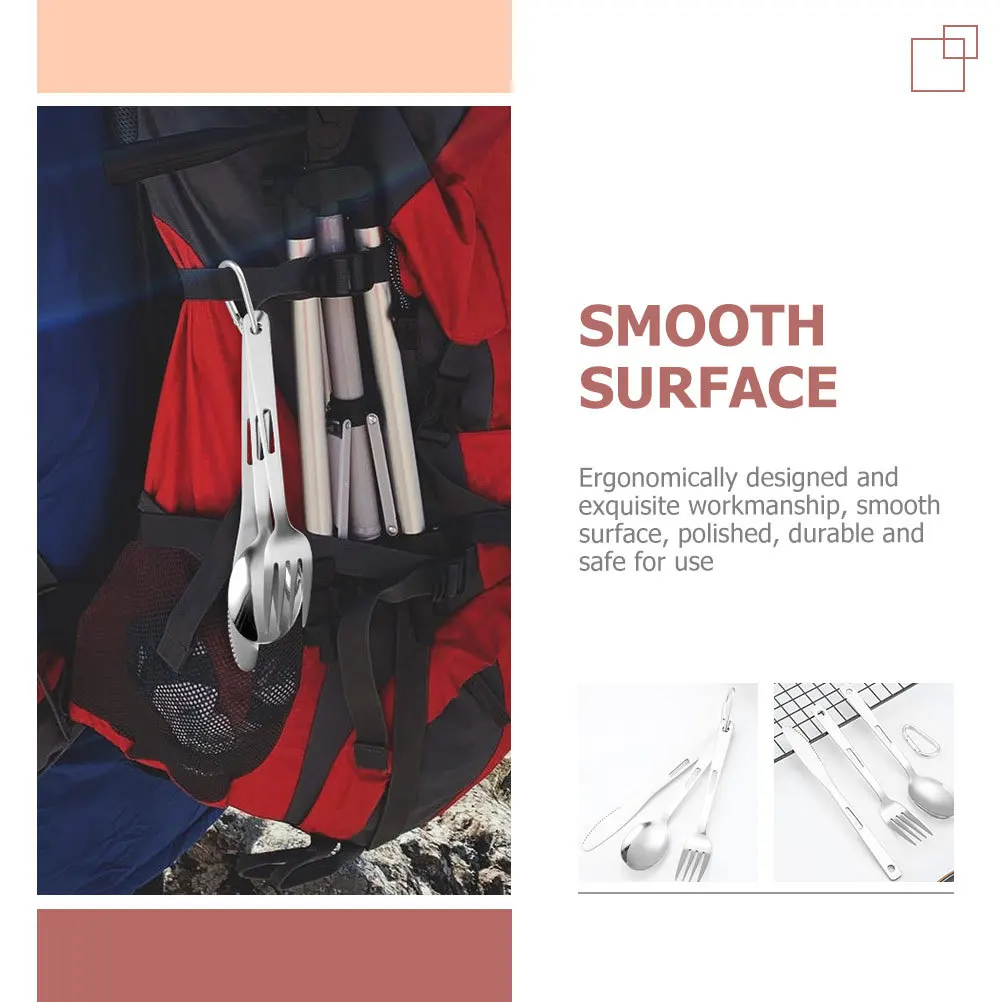 

1Set Stainless Steel Camping Cutlery Set Kit Premium Portable Flatware for Outdoor Travel Hiking Backpacking Dinnerware Utensils