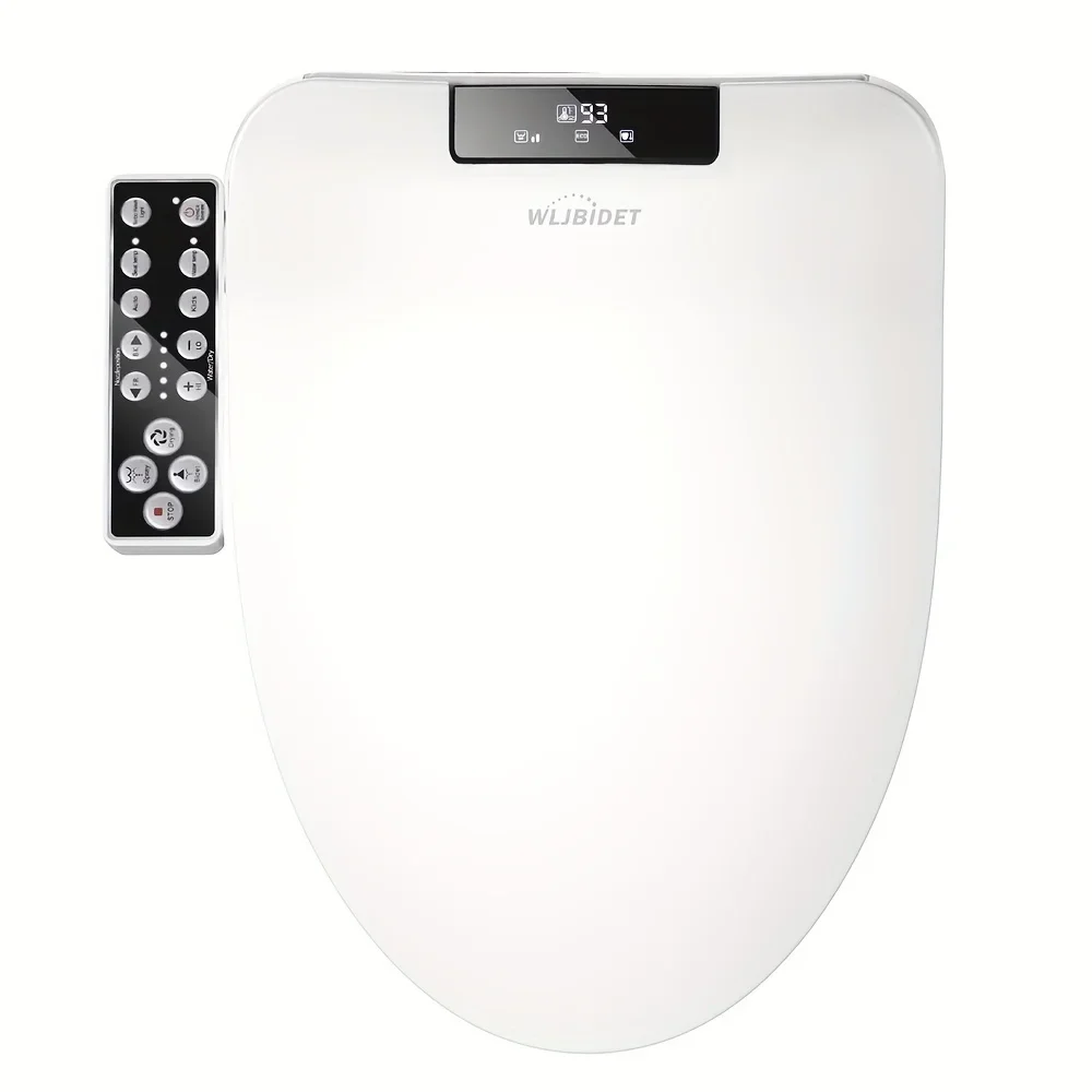 Elongated Bidet Toilet Seat, Electronic Heated Smart Toilet Seat with Unlimited Heated Water and Warm Air Dryer, Adjustable Temp