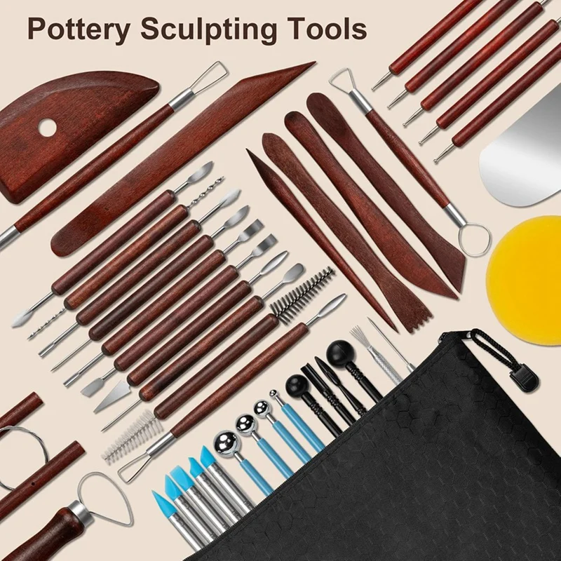 Ceramic Tool Set Clay Tools Kit, 43 PCS Red Pottery Tools, Practical Polymer Clay