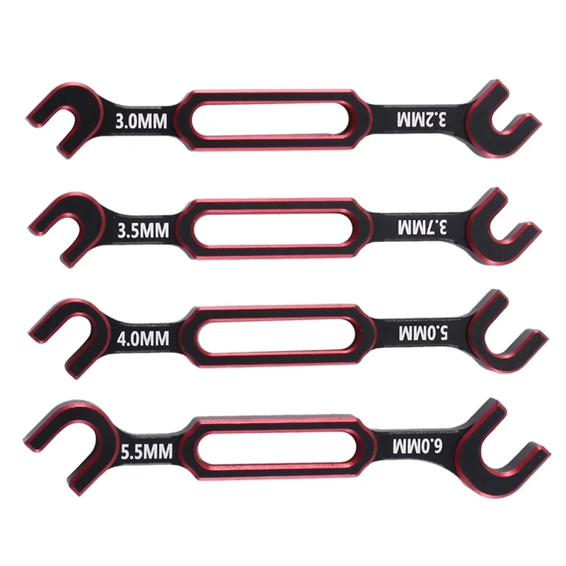 4Pcs Wrench 3-3.2 3.5-3.7 4-5 5.5-6mm Double End Universal Spanner Turnbuckle Wrench for RC Car Axial SCX10,1