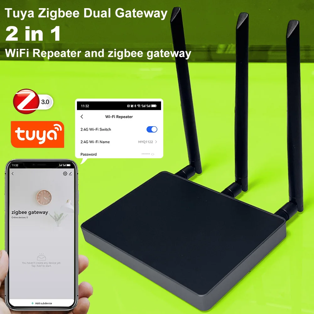 Tuya Zigbee 3.0 Hub Dual Gateway und WiFi Repeater Enhanced Signal Smart Home Fault Replacement Work Alexa Big House Villa Hotel