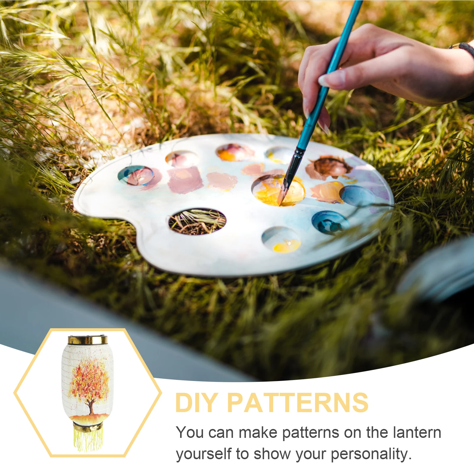 

10pcs Waterproof Folding Lanterns Cloth Japanese style Oval Hanging Lamps Lightweight Durable Steel Easy Assemble Home