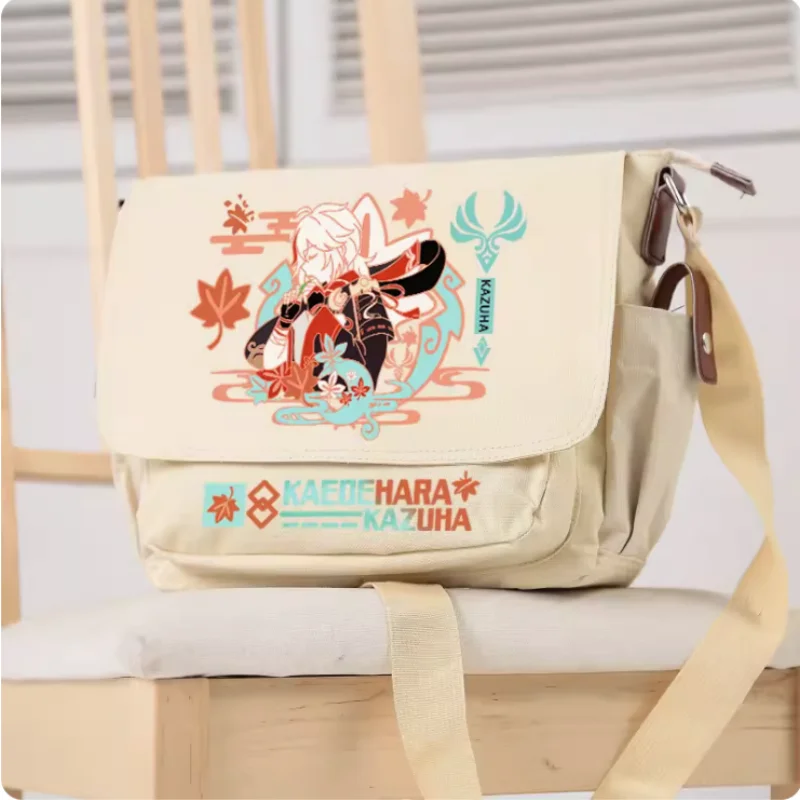 Kaedehara Kazuha Cartoon Bag for Teenagers, Anime Genshin Impact, Unsix Fashion, Leisure Crossbody, Student Messenger Bag, Bram