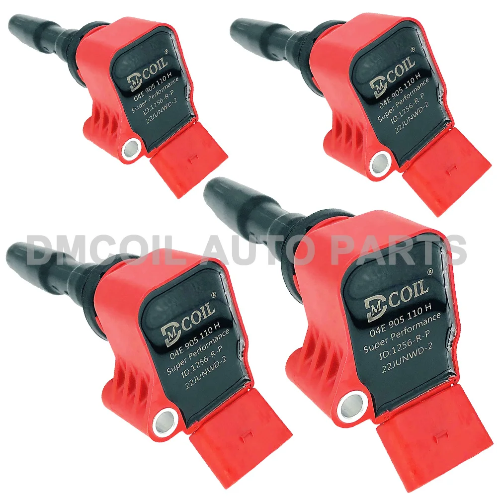 4PCS RED SUPER PERFORMANCE IGNITION COIL FIT AUDI A1 A3 Q3 SEAT LEON IBIZA SKODA OCTAVIA VW GOLF VII POLO EA211 2011- 04E905110H