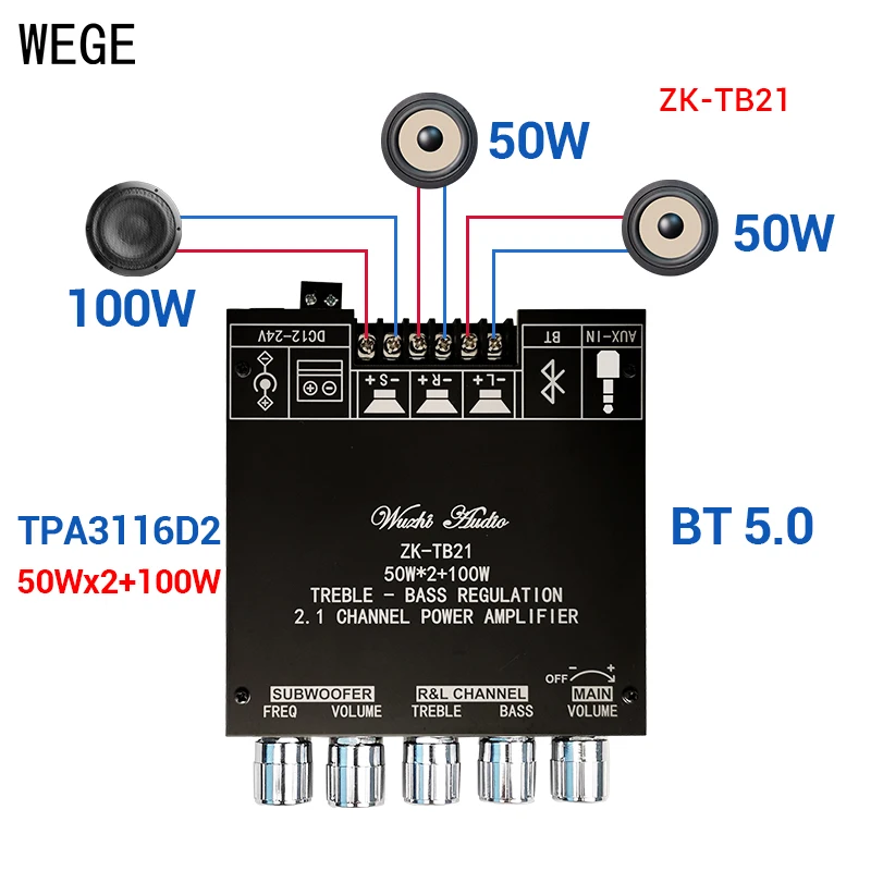 zk-1602t L’amplificateur subwoofer Bluetooth 5.0 à 2x160W pour une expérience audio puissante à domicile