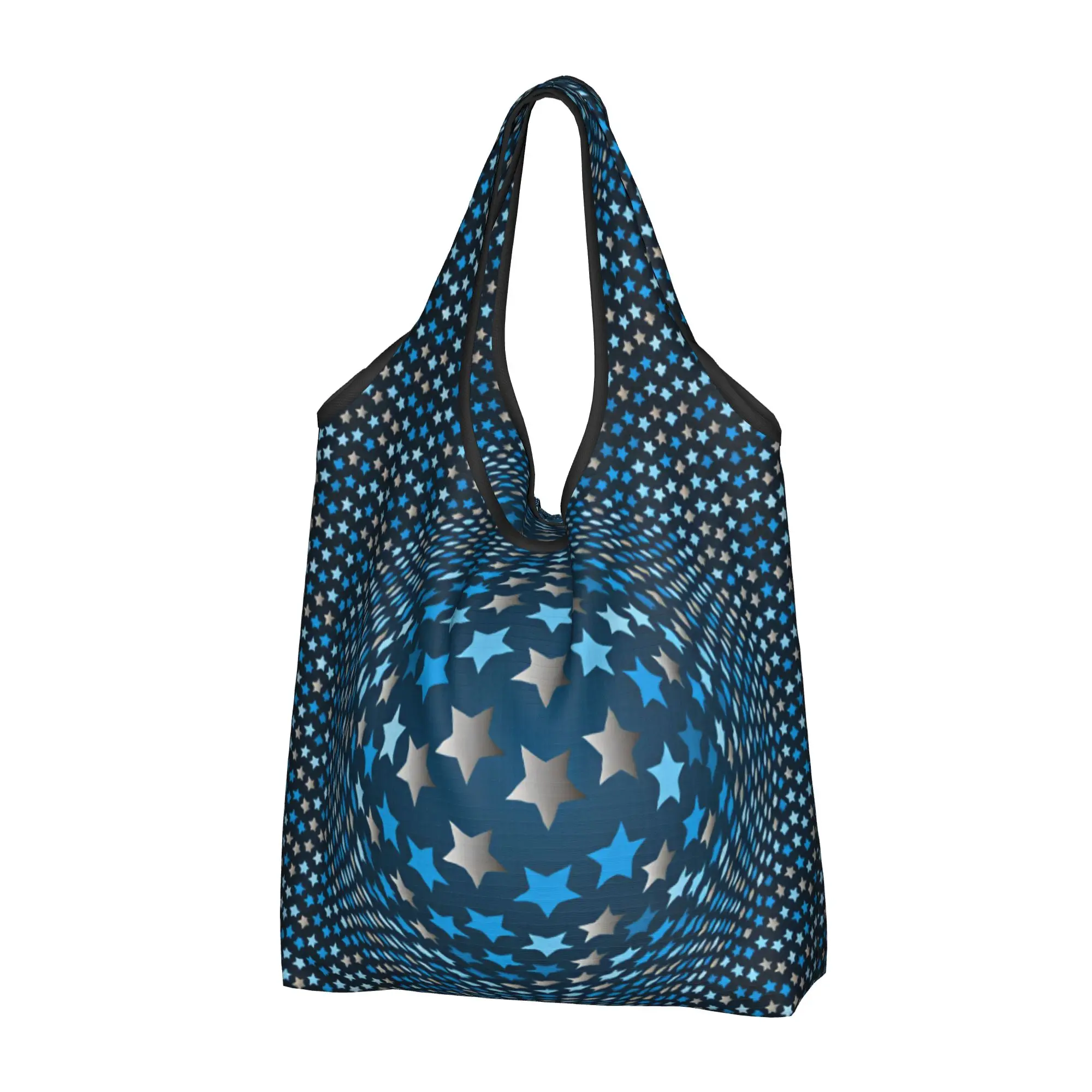 Universe With Blue And Silvery Stars Grocery Shopping Tote Bag Women Fashion  Shopper Shoulder Bag Large Capacity Handbags