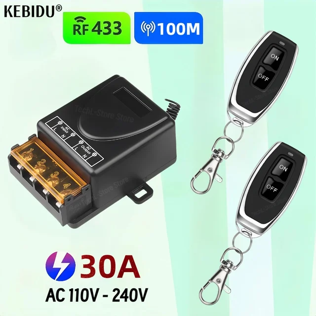 AC 220V 30A 1CH 433Mhz bezprzewodowy pilot zdalnego sterowania przełącznik RF przekaźnik odbiornik + nadajnik włączania/wyłączania do lampy urządzenia elektrycznego