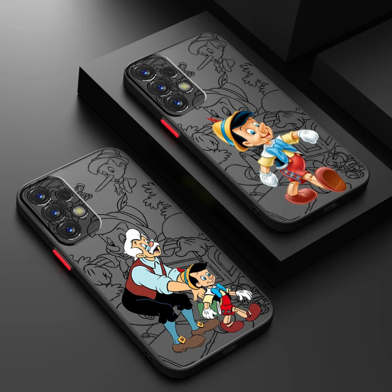 Disney Pinocchio Cute Frosted Translucent For Samsung Galaxy S24 S23 S22 S21 S20 FE S10 S9 S8 Plus Ultra Pro 5G Cover