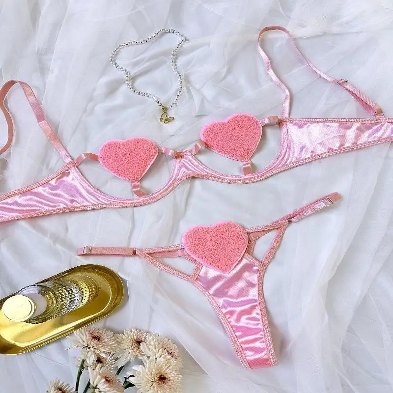 

Сексуальный комплект нижнего белья с полой сердцем и футболкой, дышащее тонкое полиэфирное волокно, V-Ne Svel, домашняя одежда для женщин