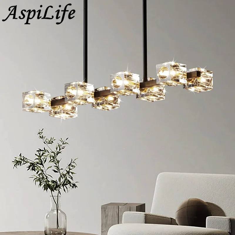 Modern Ceiling Crystal Chandelier Table Dining Kitchen Bar Led Pendant Lights Minimalist Home Decoration for Living Room Bedroom