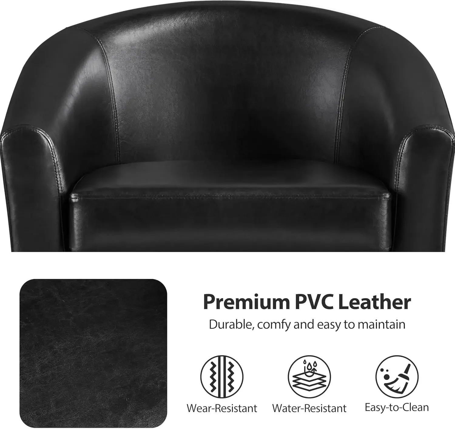 Barrel Chairs Set of 2, Faux Leather Club Chairs, PU Leather Accent Chairs, Waiting Room Chair with Soft Padded Seat f