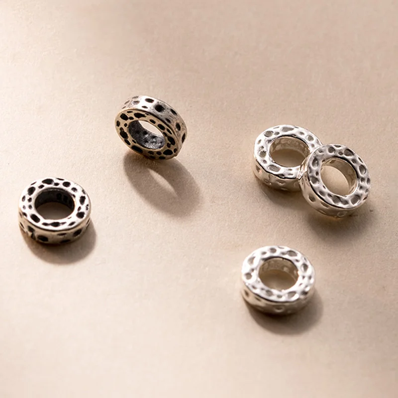 1 PC 925 เงินสเตอร์ลิงเว้ารูปแบบล้อ Big Hole ลูกปัด 8x2.5 มม.กําไลข้อมือทอผ้าเครื่องประดับ S925 Spacers DIY เครื่องประดับ