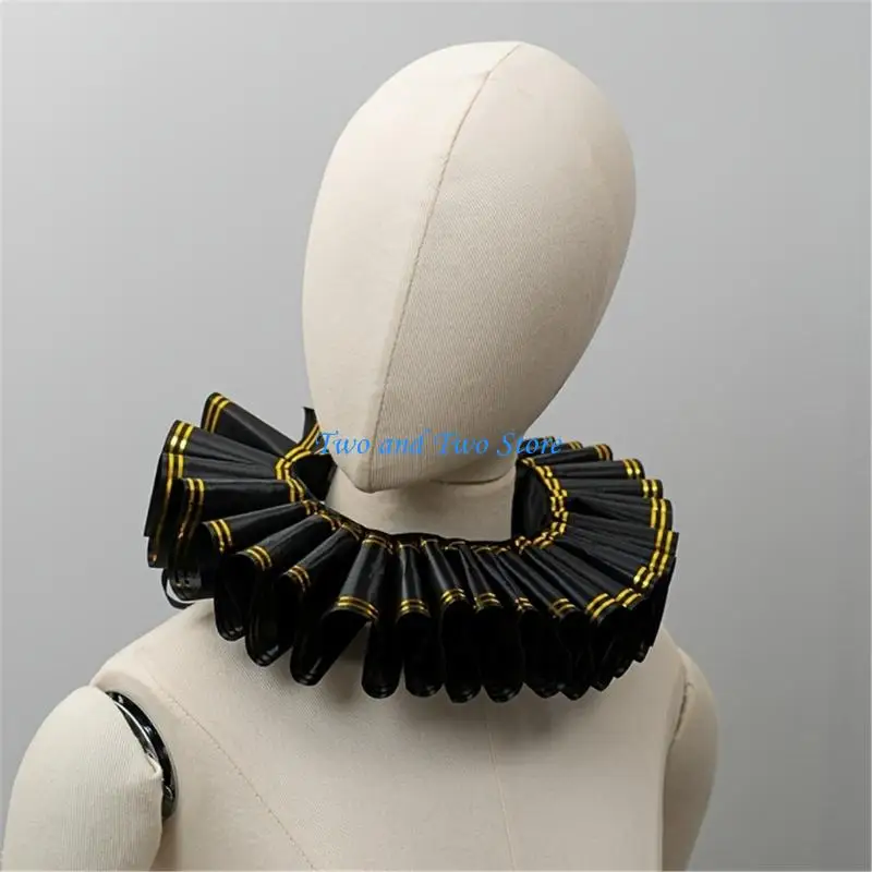 HX6F Decorative False Collar with Ruffle and Pleated Trim, Detachable Neck Piece for Dresses Tops and Layers Daily
