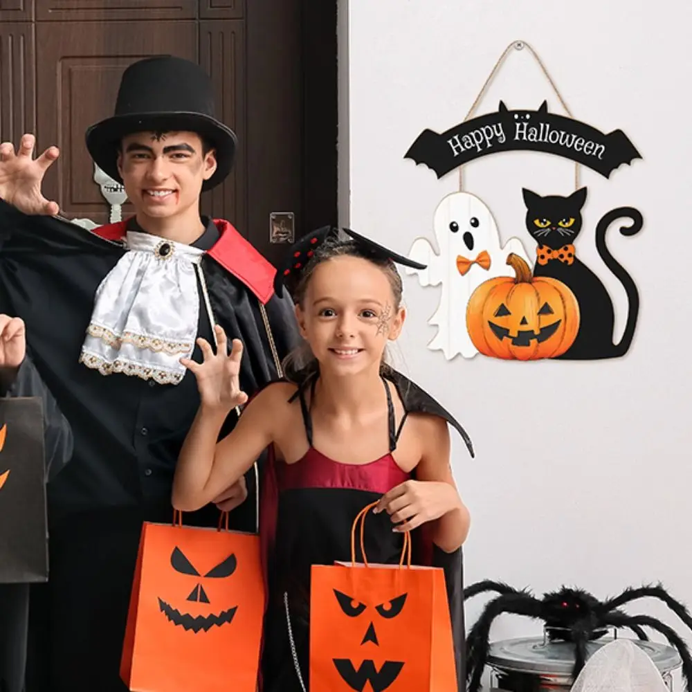 جديد سعيد هالوين الباب شنقا قلادة خشبية DIY الباب اكاليل اليقطين الرعب حزب الدعائم ديكور المنزل