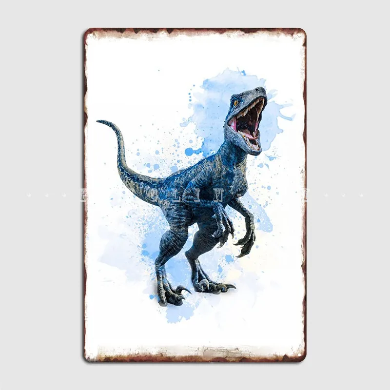 Velociraptor Dinosaur Poster Metal Plaque Club Club Bar Decoration Wall Decor Tin Sign Poster