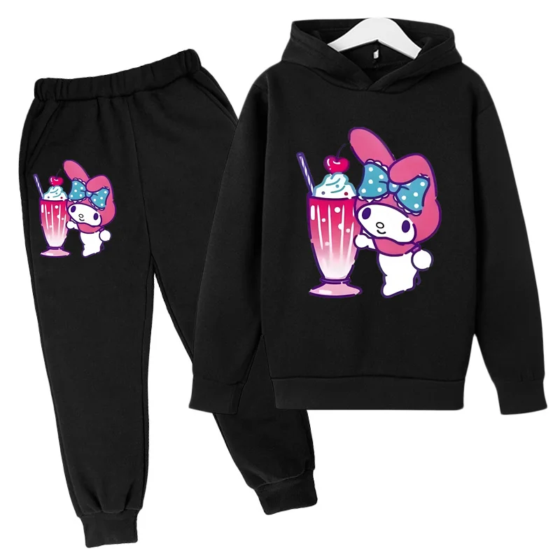 Printed children's spring and autumn hoodie  casual sports two-piece set for boys and girls aged 3-12  Tri power anime top and p