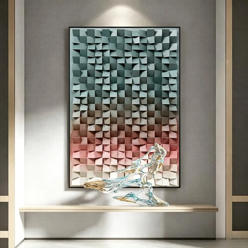 3D Wooden Block Decoration Painting Abstraction Art Hanging Painting Interior Background Wall Decor Paintings Home Ornament