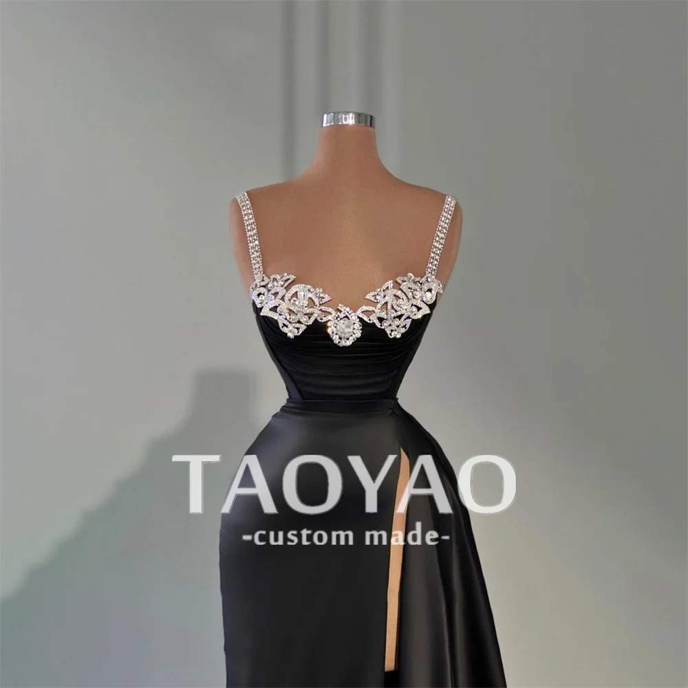 Modern Sheath Evening Dresses Sweetheart Beaded Black Long Chic Wedding Dress Party Dresses Prom Dress Vestidos De Fiesta