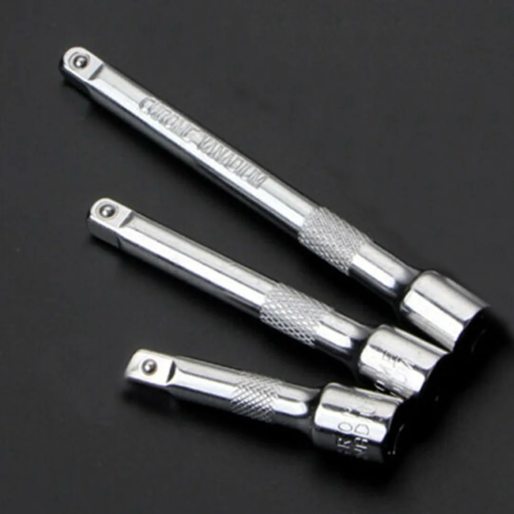 1 4inch Drive Extension Bar Power Tool Ratchet Wrench Rebuild Rod Silver Socket Supply Workshop 3pcs Chrome vanadium steel
