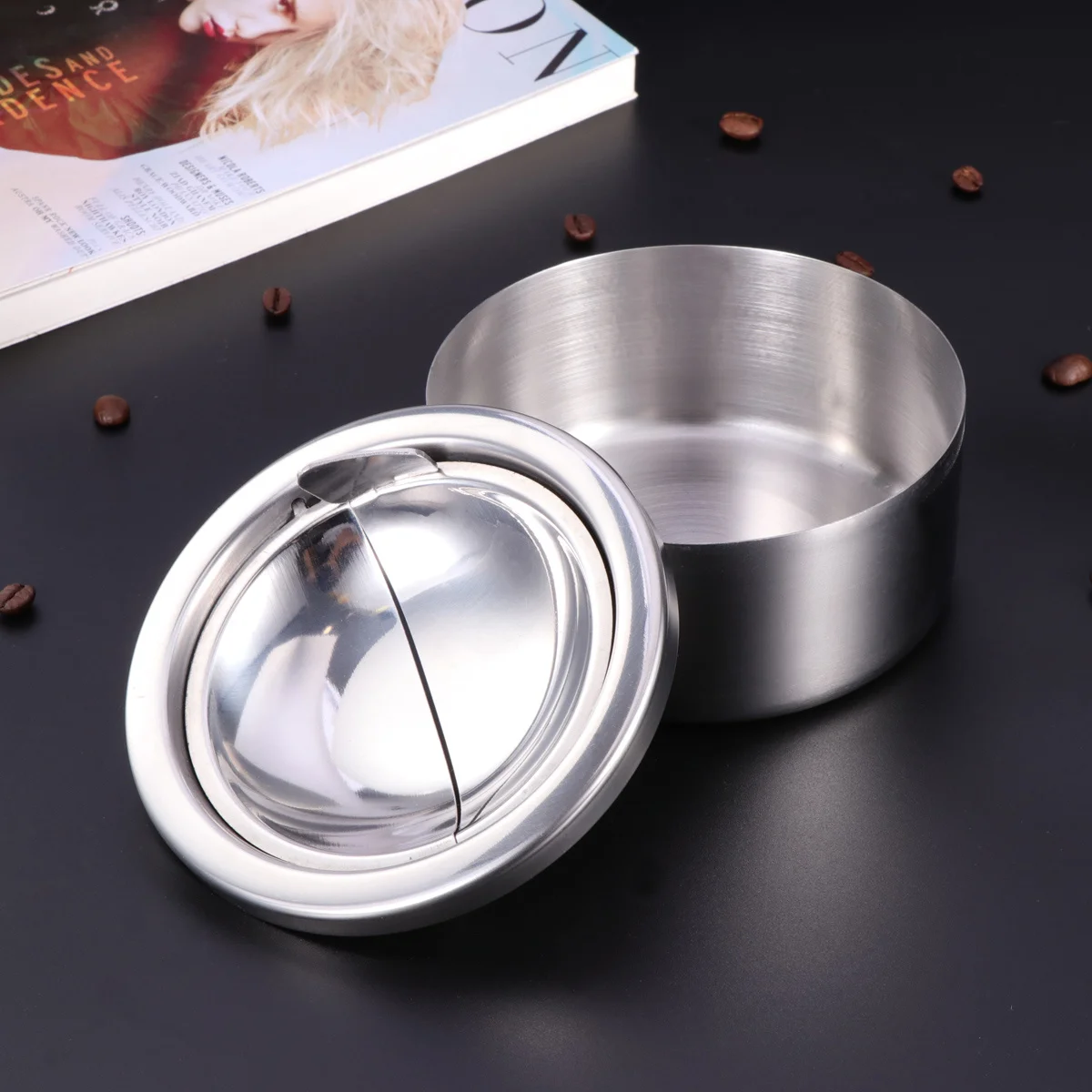 

2 pcs Ashtray Smoking Ash Tray Stainless Steel Portable Desktop Smoking Tray For Home Bar Cafe Hotel Party Use
