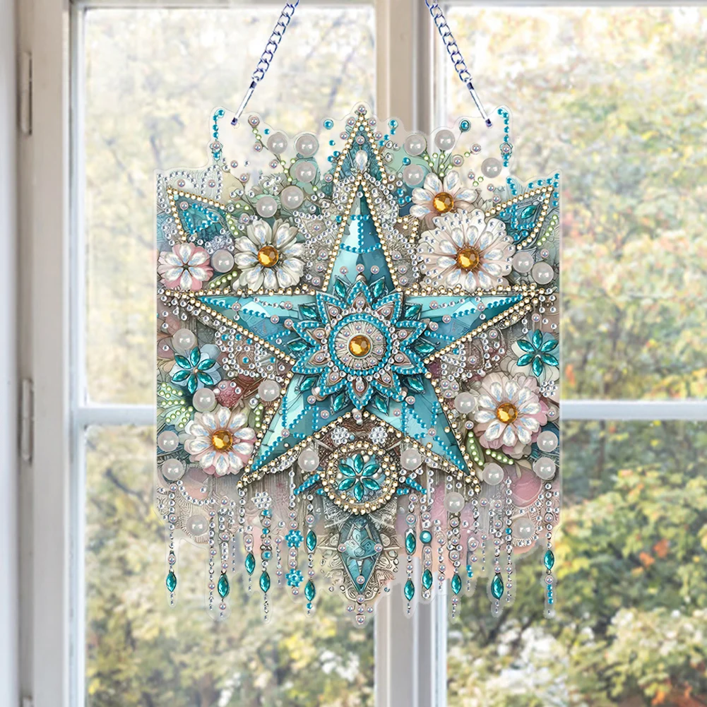 

PET Double Sided Special Shaped Cross Star Flower Dream Catcher 5D DIY Diamond Art Hanging Decor Diamond Painting Hanging Decor