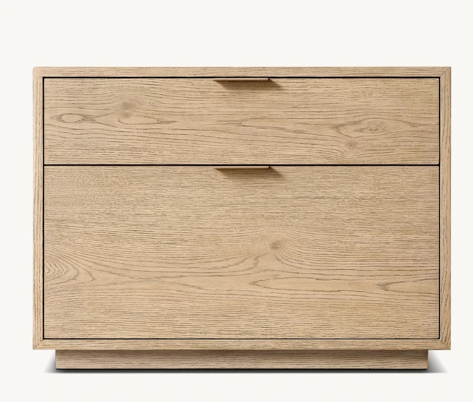 

Modern minimalist design solid wood oak Montecito closed 2 drawer storage bedside table family bedroom villa bedside table