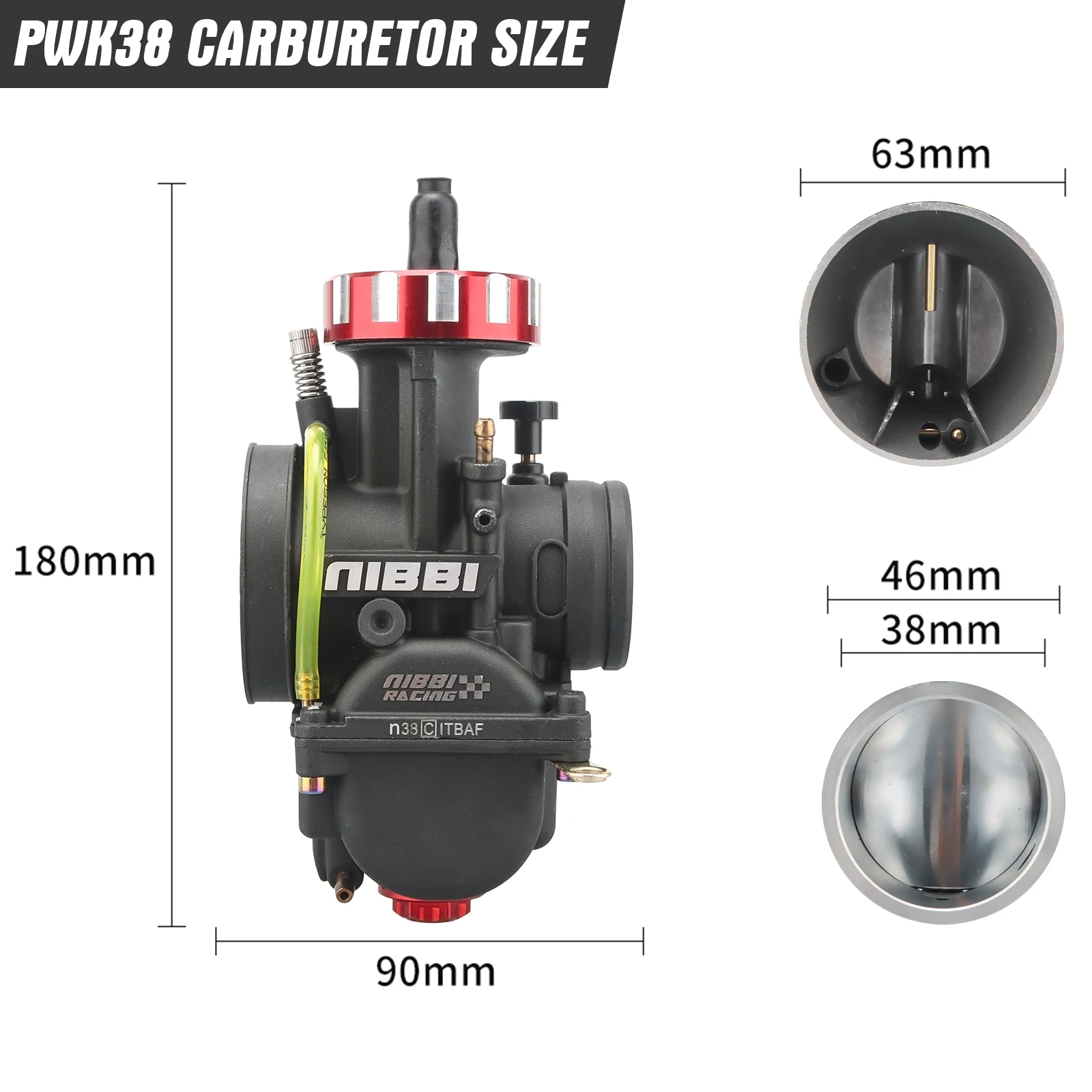 NIBBI PWK Racing Vergaser PWK24/26/28/30/32/34/36/38/40mm Vergaser mit Power Jet für Yamaha KawasakiSuzuki Motorrad Teil – Detail 10